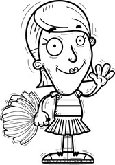 Cartoon Woman Cheerleader Waving