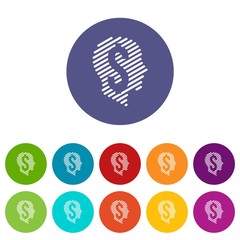 Dollar sign icons color set vector for any web design on white background