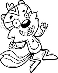 Cartoon Female Chipmunk Jumping