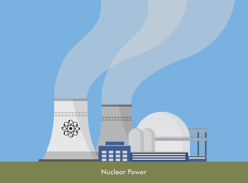 Vector ilustration of nuclear power plant. Stock Vector | Adobe Stock