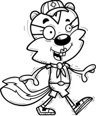 Cartoon Female Chipmunk Scout Walking