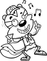 Cartoon Male Chipmunk Scout Dancing