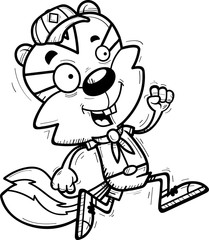 Cartoon Male Chipmunk Scout Running