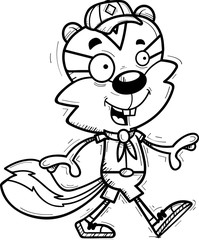 Cartoon Male Chipmunk Scout Walking