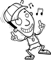 Cartoon Black Man Coach Dancing