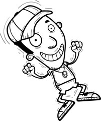 Cartoon Black Man Coach Jumping