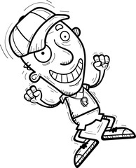 Cartoon Senior Coach Jumping