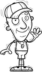 Cartoon Senior Coach Waving