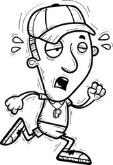 Exhausted Cartoon Man Coach