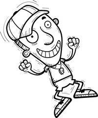 Cartoon Man Coach Jumping