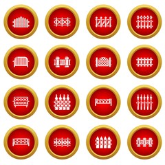 Different fencing icons set. Simple illustration of 16 different fencing vector icons for web
