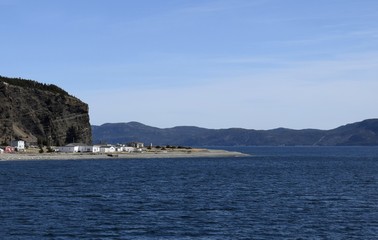 coastline of Bell Island seen from the ocean, Avalon region Newfoundland, Canada