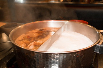 Electric pot smoke to creative for design and decoration isolate on background.Copy space.