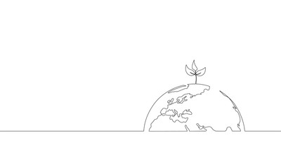 Einzelne fortlaufende Kunst wächst sprießen. Pflanze lässt Samen wachsen Bodensämling Öko-Naturbauernhof-Konzeptdesign eine Skizze Umrisszeichnung Vektorillustration © LuckyStep