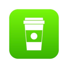 Paper cup of coffee icon digital green for any design isolated on white vector illustration