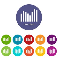 Bar chart icons color set vector for any web design on white background