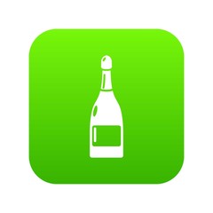 Champagne icon green vector isolated on white background