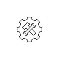 line technical support icon on white background