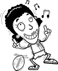 Cartoon Black Football Player Dancing