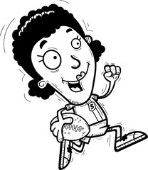 Cartoon Black Football Player Running