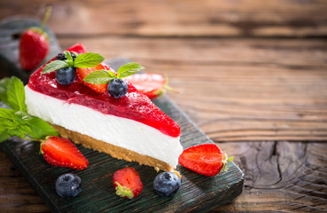 Homemade cheesecake with fresh berries