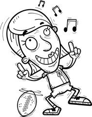 Cartoon Senior Football Player Dancing