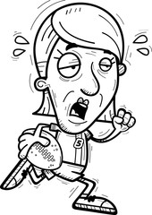 Exhausted Cartoon Senior Football Player