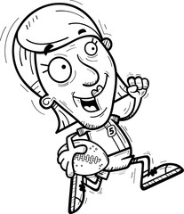 Cartoon Senior Football Player Running