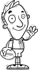 Cartoon Football Player Waving