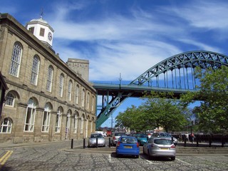 Old Customs House and Tyne Bridge, Newcastle upon Tyne, England.