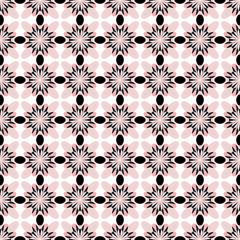 Tiled seamless geometric floral pattern. Round trellis print. Abstract grid background. Vector illustration.