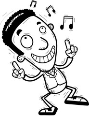 Cartoon Black Businessman Dancing