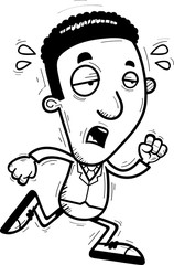 Exhausted Cartoon Black Businessman