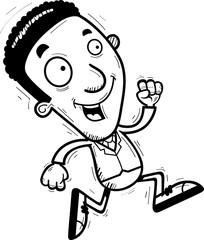 Cartoon Black Businessman Running