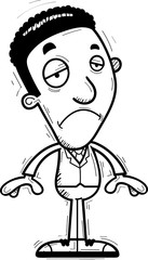 Sad Cartoon Black Businessman