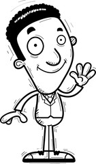 Cartoon Black Businessman Waving