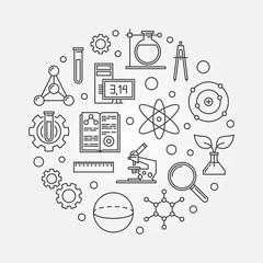 Education and science outline round vector illustration