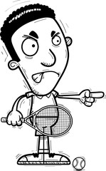 Angry Cartoon Black Tennis Player