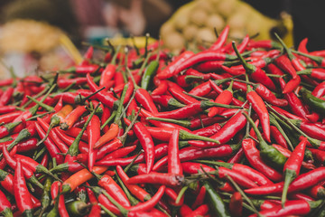 Red chilli peppers at street food market