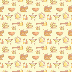 Seamless picnic pattern. Summer outdoor recreation. Vector background