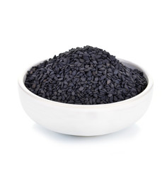 Black sesame in white cup on white