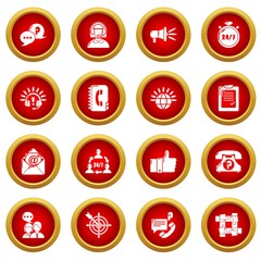 Call center icons set. Simple illustration of 16 call center vector icons for web