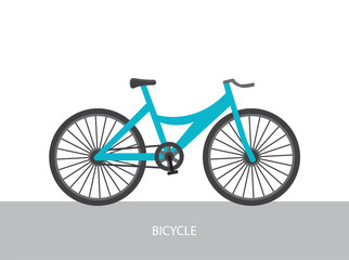 Vector flat illustration of blue  bicycleю