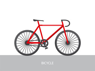 Vector flat illustration of red bicycle.