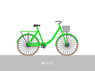 Vector flat illustration of green  bicycle.
