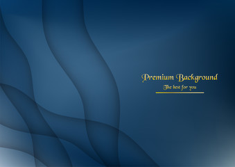 Abstract blue background with golden text for web banner, presentation, template.
