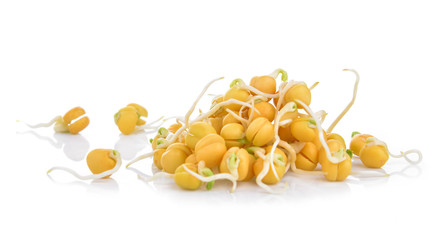 pea sprouts on white background