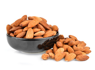  almonds on the white background