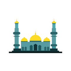 Wide Green Islamic Mosque Building Illustration Design