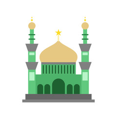 Green Style Islamic Mosque Building Illustration Design